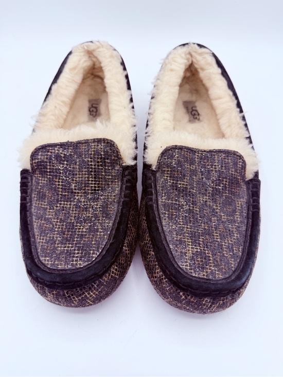 UGG Shoes - Ugg Ansley Glitter Leopard Sheepskin Lined Moccasins Slippers